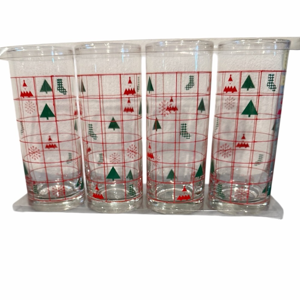 Vintage Panache by Dema Christmas Holiday 6.5” Glasses Original Box Set of 4